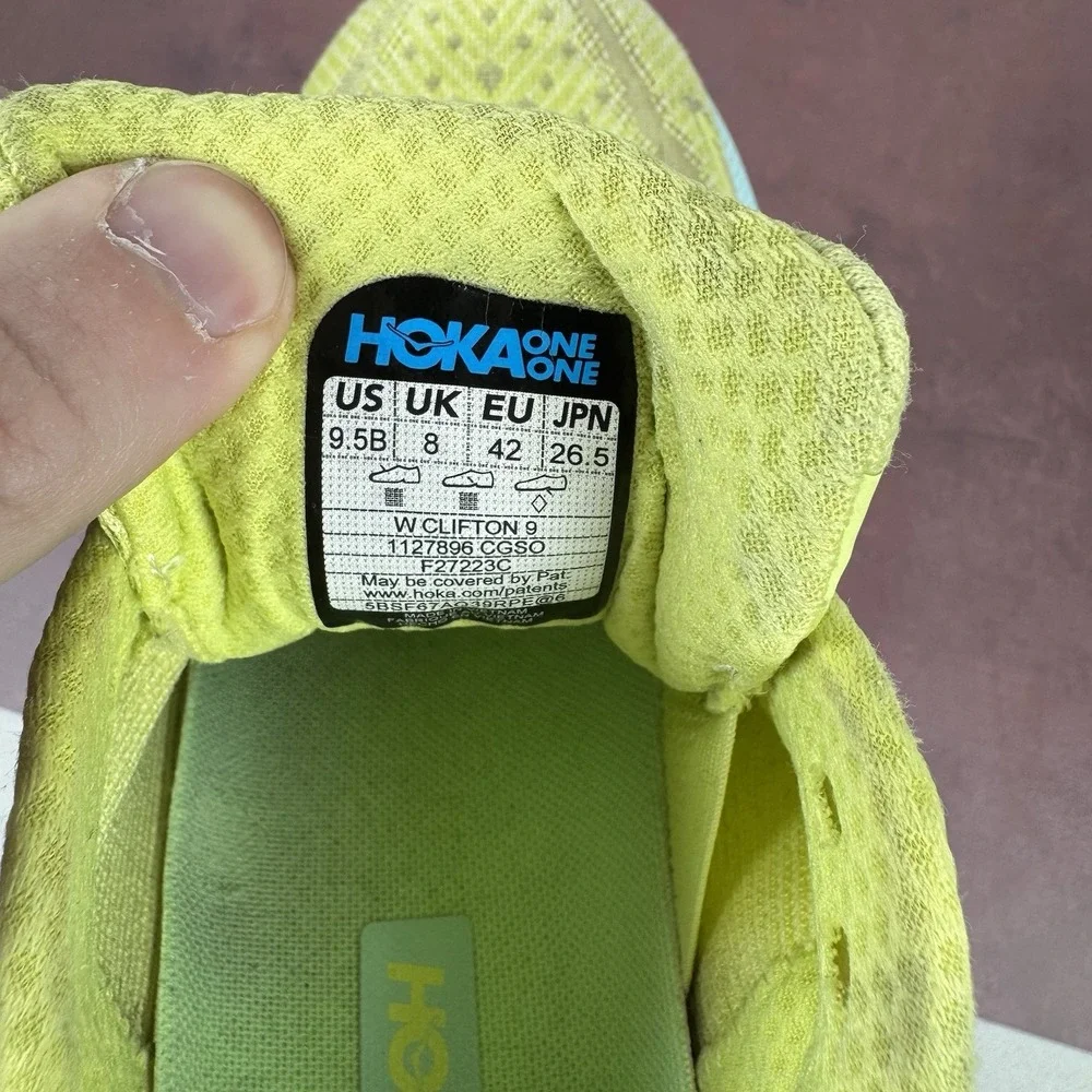 Hoka One One Women's Clifton 9 Citrus Glow Mesh Running Shoes Size‎ 9.5B US